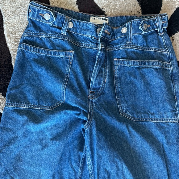 We The Free Palmer Cuff Blue Wide-Leg Women Jeans - Picture 2 of 3